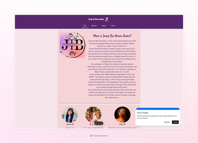 Jump The Broom Books Website Screenshot