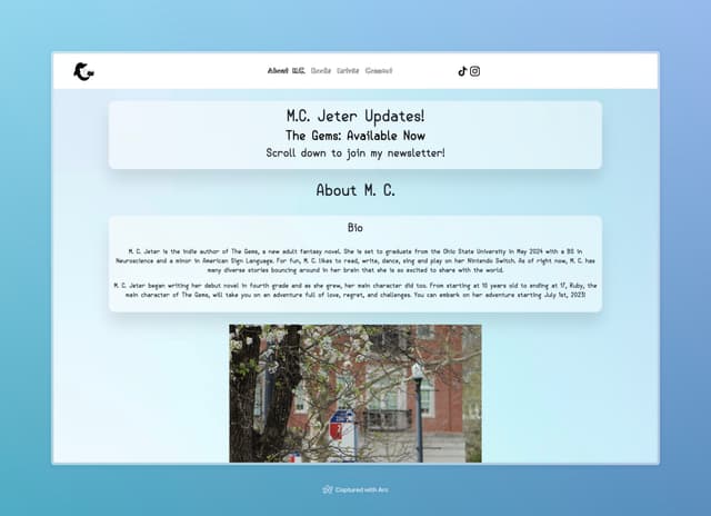 M.C. Jeter's Website Screenshot